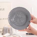 European Style Gray Dinnerware Sets With Luxury Porcelain And Scenic Pattern