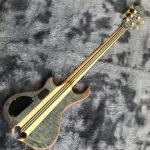 Custom Grand Neck Through Body Flamed Maple Top 5 Strings Bass Guitar Alem Cut