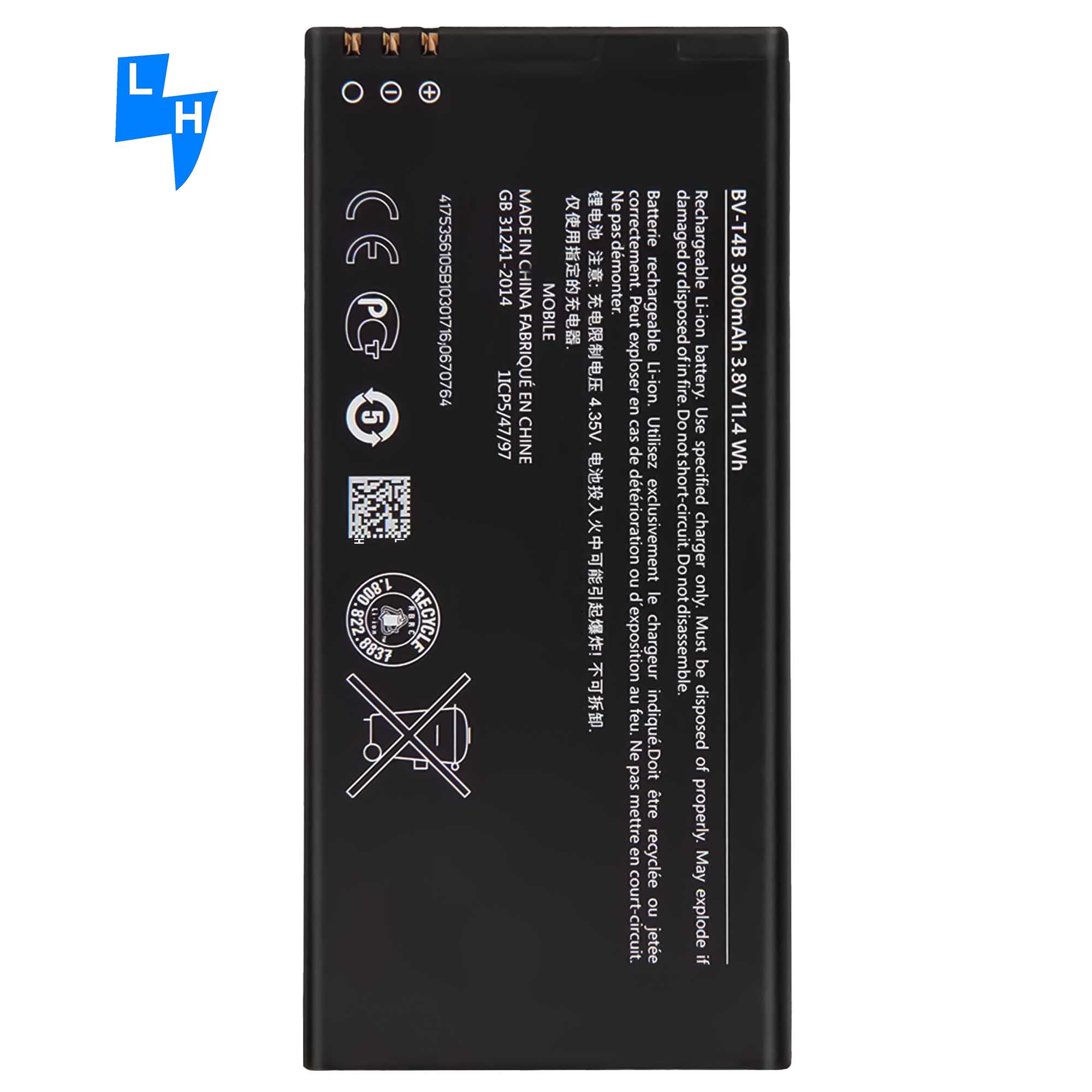 Double IC Protection 3000mAh BV-T4B Li-ion Battery for Lumia 640 XL Smartphone For Nokia