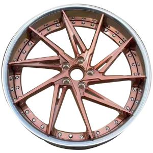 China 2 piece custom concave brushed wine red colour polished lip forged wheels factory