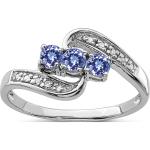 0.75ct Round Purple Tanzanite And CZ Cluster Ring 14K White Gold