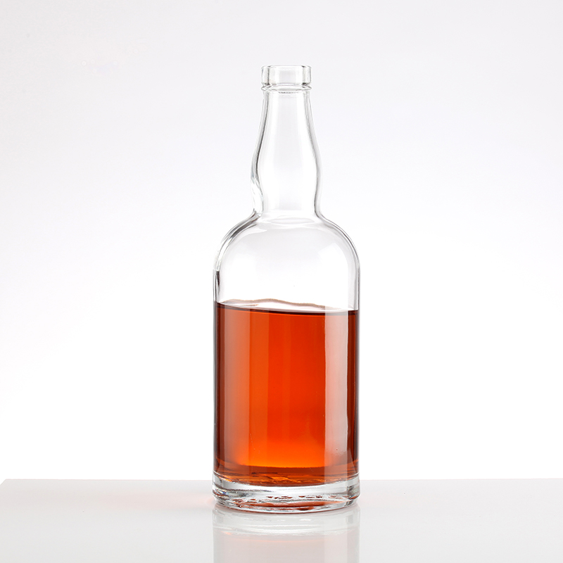 750ml Clear Glass Whiskey Vodka Bottle with Latest Design and Aluminum Plastic PP Collar