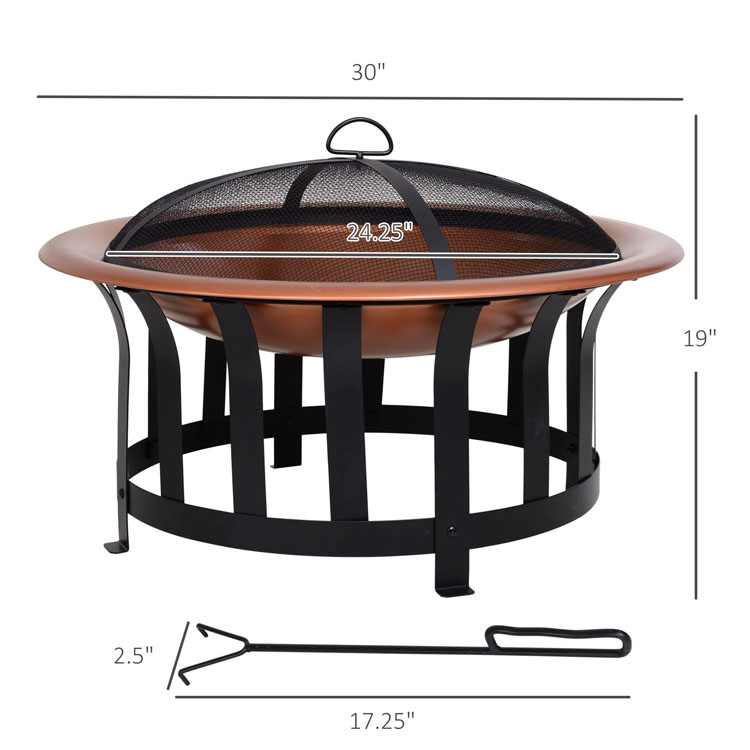 Round Metal Wood Burning Fire Pit Perfect for Bonfires Camping and Outdoor Gatherings