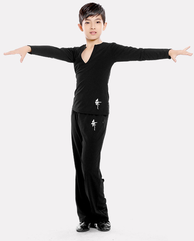 new offer latin dance clothes boy Ruffly blue white black modern dance stage children latin dance clothes