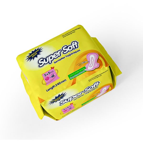 High Quality and Low Price Daily Breathable Polymer Absorbent Material Blue Print Ladies Sanitary Napkin Pads