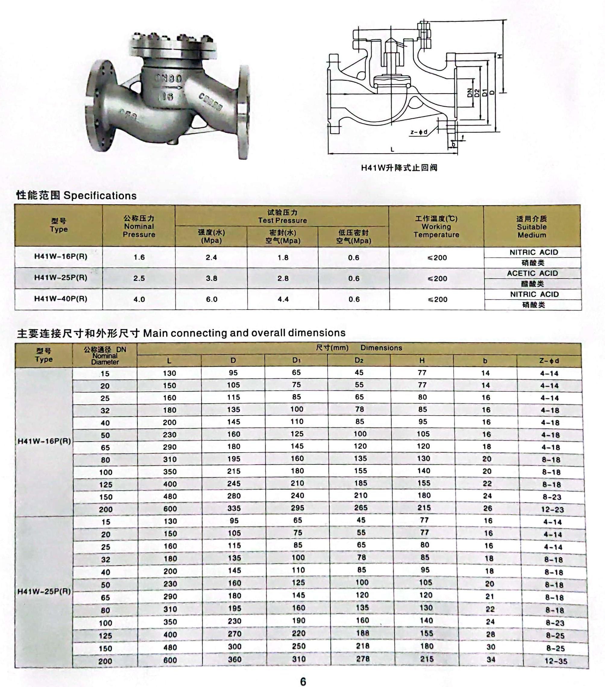 Stainless Steel 304 DN40 Flanged Check Valve with Lift Design and ISO9001 Certificate