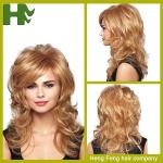Synthetic Long Ladies Synthetic Wigs Heat Resistant Fiber Dark Blonde Wigs
