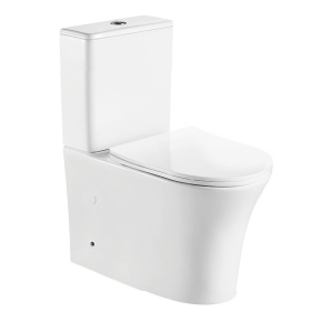 China Dual Flush Toilet Bowl Modern Style Rimless P-Trap Washdown Two-Piece WC Commode with Floor Fixing Screw Made of Ceramic factory