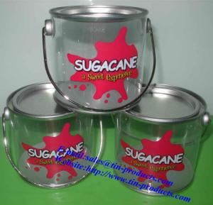 China PET/PVC Bucket with Metal Handle for Candy with food Grade can touch directly factory