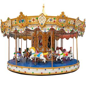 China Colorful Theme Park Carousel Mini Fairground Rides 1.2 M/S Speed 380V Voltage factory