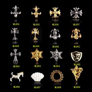 China New nail designs /metal nail art/ gold studs nail jewelry 3D DIY floating charms ML854-869 factory