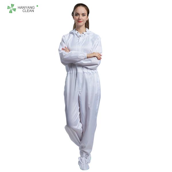 Conductive Fiber Non Static Clothing ESD With Hood Boots For Class 100 Clean