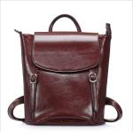 vintage knapsack oil wax cow leather double shoulder bags women travel bag