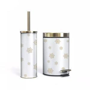 China Induction Type Christmas Foot Pedal Trash Bin With Toilet Brush Set Ultimate Household Waste Disposal Solution factory