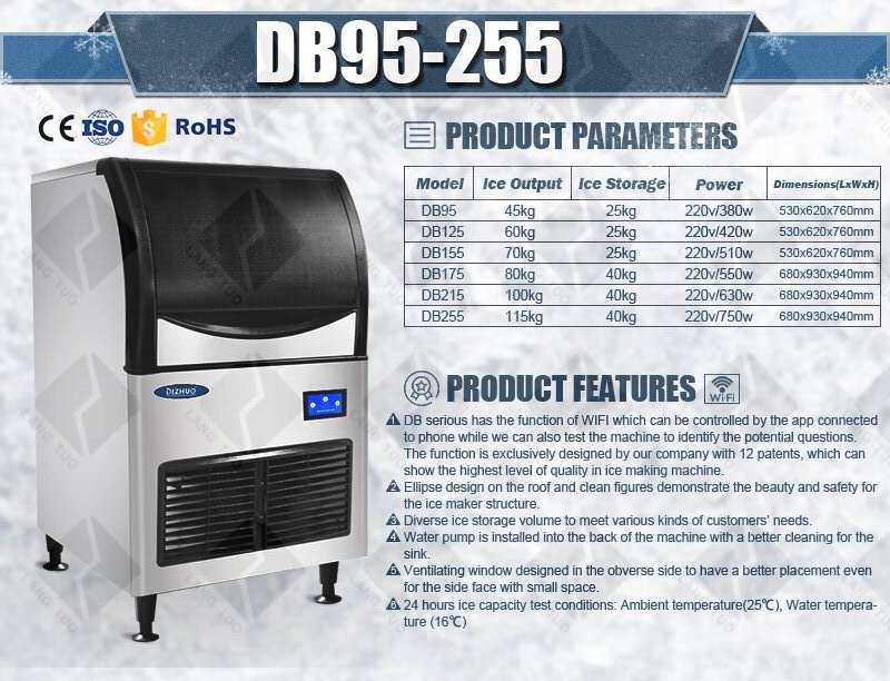 40KG/24H Ice Maker Machine , 750W Commercial Ice Machine