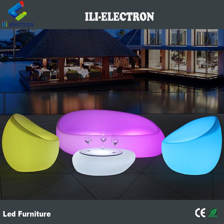 waterproof color changing plastic Led tea table chair set