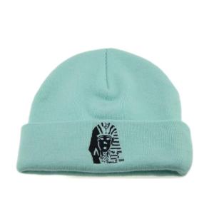 China OEM Embroidery Light Blue Women'S Cuff Beanie Hats Warm Knitted Hat factory