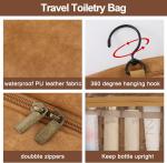 3 In1 Makeup Toiletry Travel Bag Brown Leather Water-Resistant Hanging With