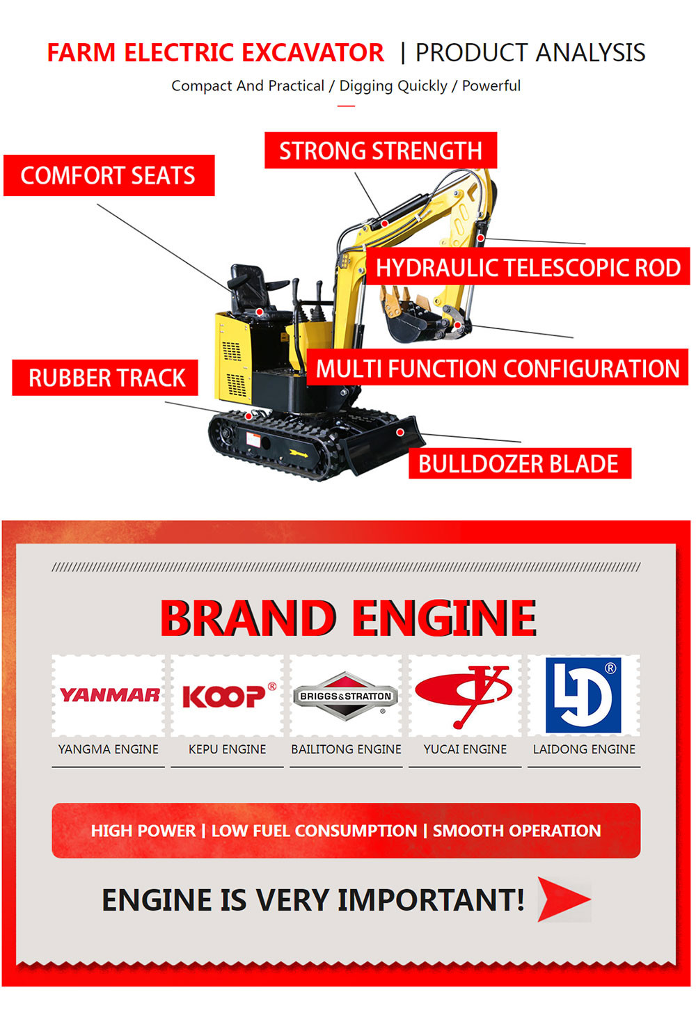 Electric Mini Excavator Indoor Demolition Small Hook Machine Agricultural Hydraulic Crawler Micro Digger