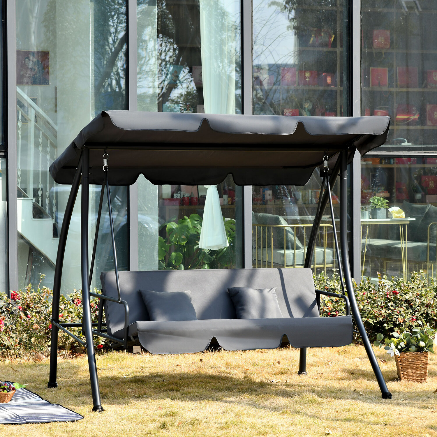 Upgrade Your Patio with AJUNION 3 Seater Garden Swing Hammock Chair 30kg Weight Limit