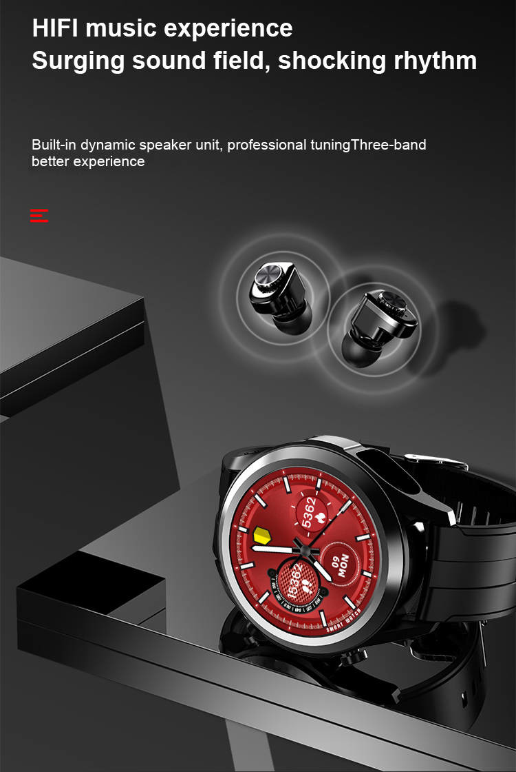 350mAH SpO2 Smart Watch With Earbud Inside Bluetooth Music Play