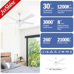 Plywood Modern LED Ceiling Fan With 5 Blades Frosted Glass Light