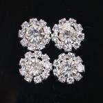 Bridal Metal Flower Shape Clear Color Crystal Button Luxury Shank Fancy Crystal