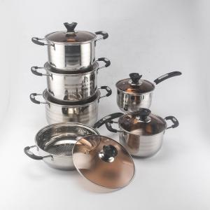 China Best Sale Kitchen 12 Piece Cooking Pot Set Pot And Pans Stainless Steel Cookware Set factory