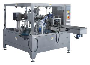 China Electrical Motor Rotary Pouch Packing Machine , Quick Automatic Pouch Filling Machine factory