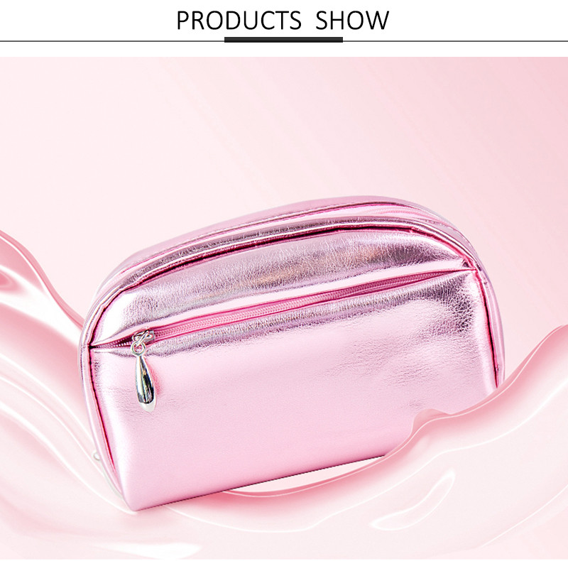 Compact Girls Glitter PU Leather Zipper Makeup Bag
