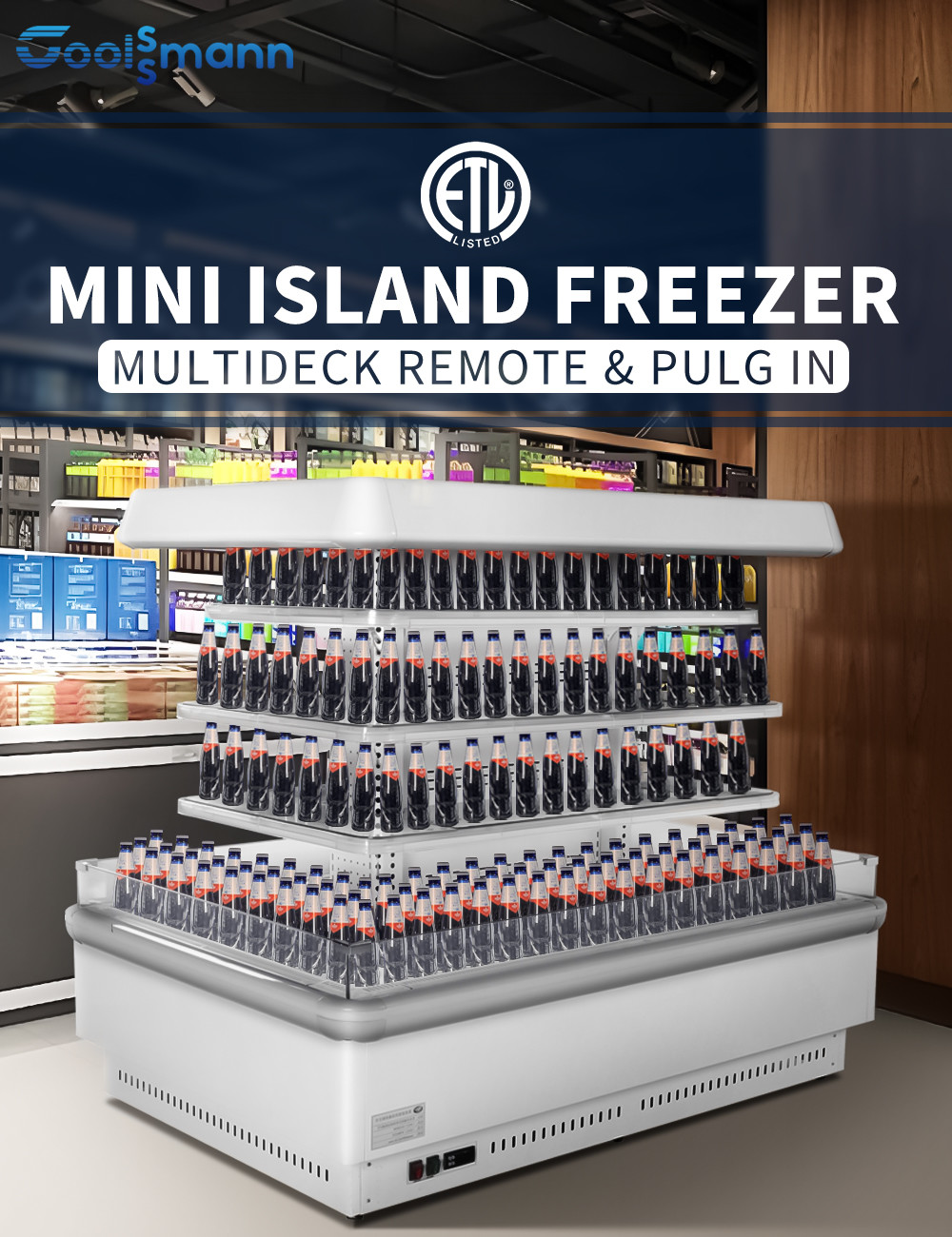 Mini Half Height Food Display Cooler Multideck Beverage Cabinet Refrigerated Case