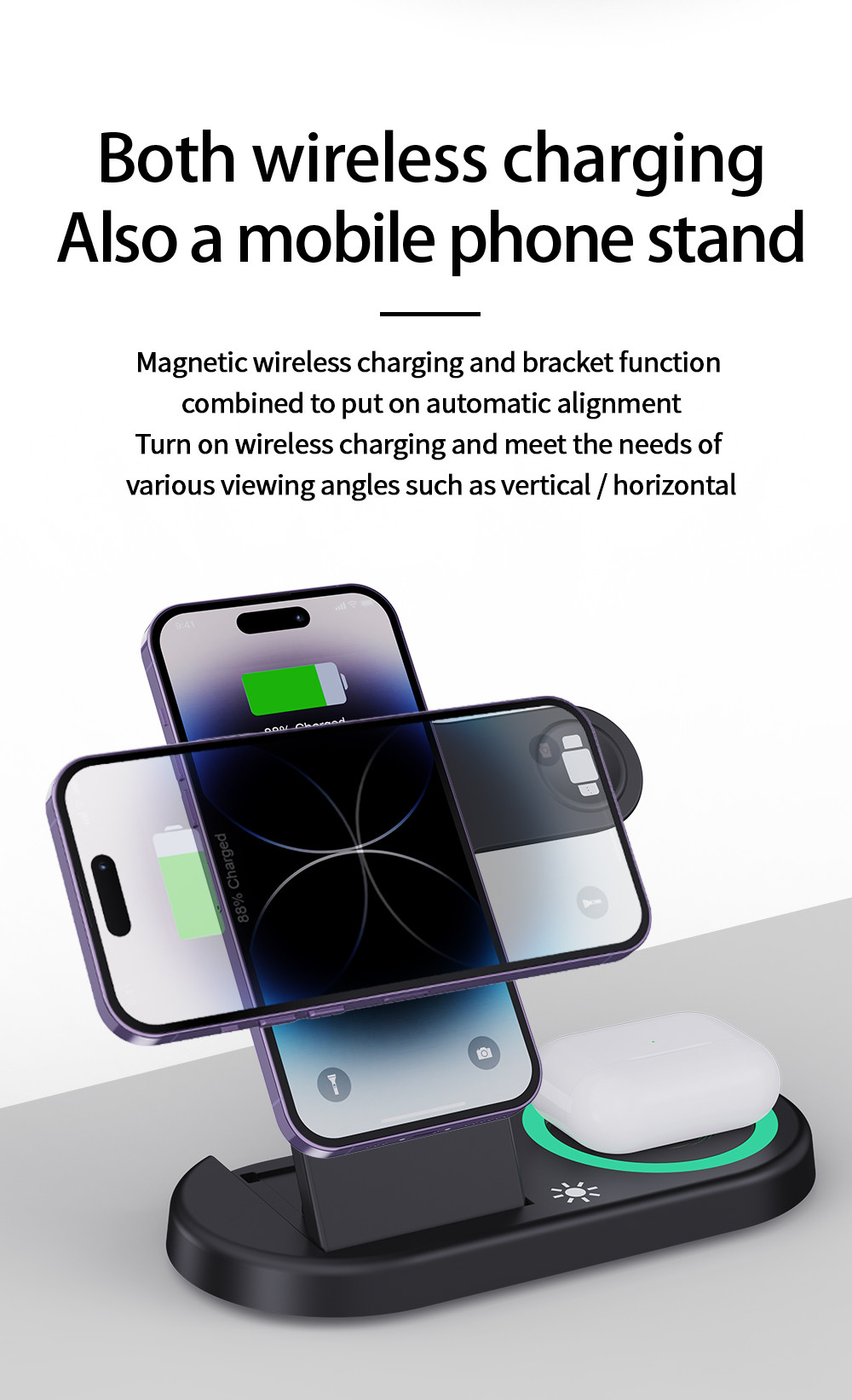 Multifunction 5V/1A Wireless Charger - 3 In 1 QI Wireless Charger