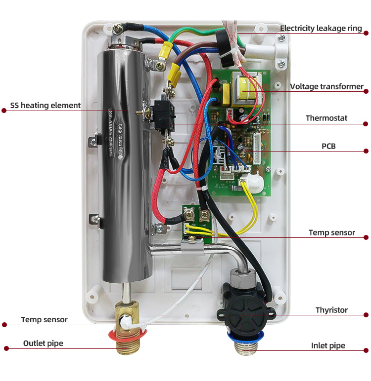 Household Tankless Water Heater Gyser Stainless Steel Portable