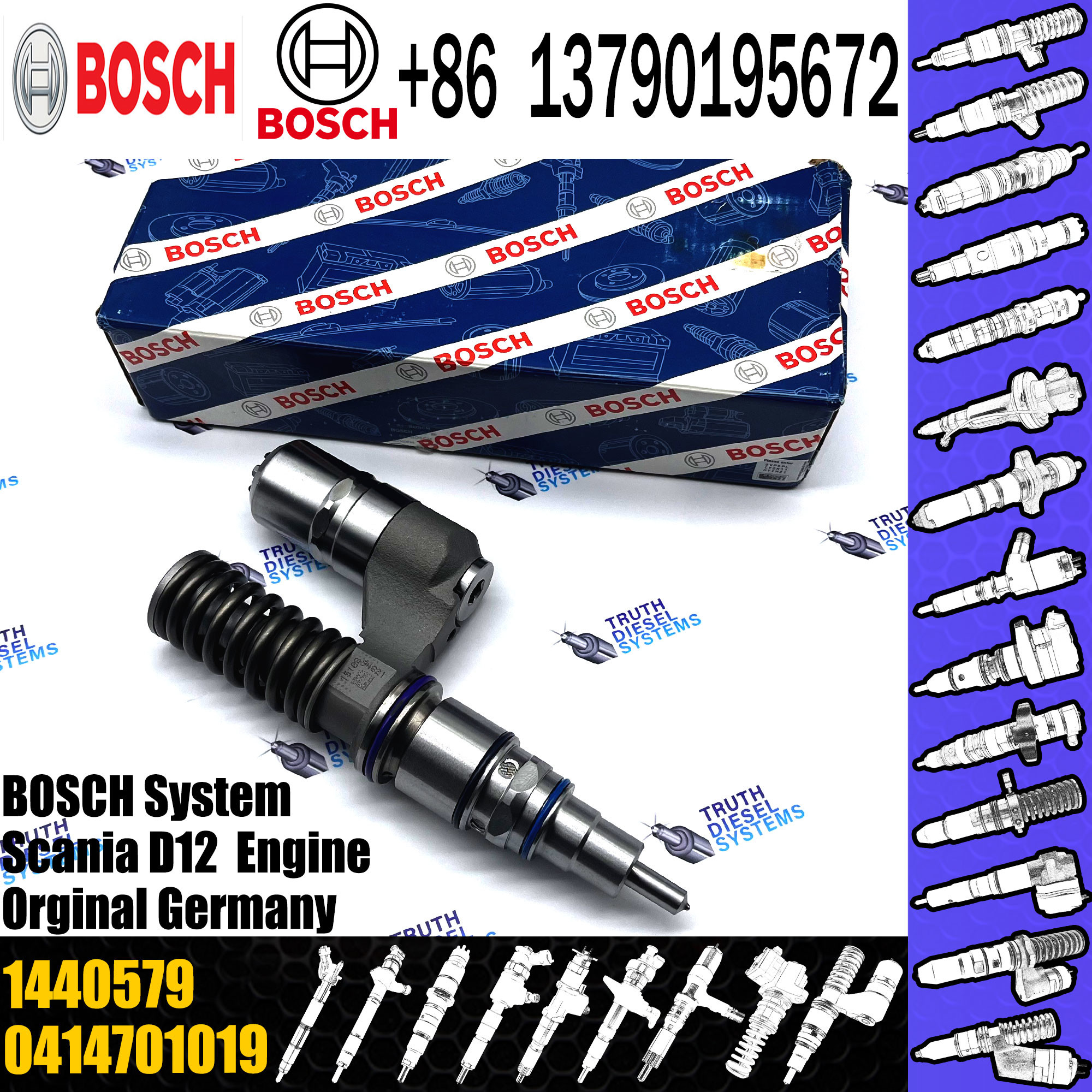 Common Rail Injector 0574393 0986441015 0986441115 1440579 0414701082 0414701027 0414701019 for Scania