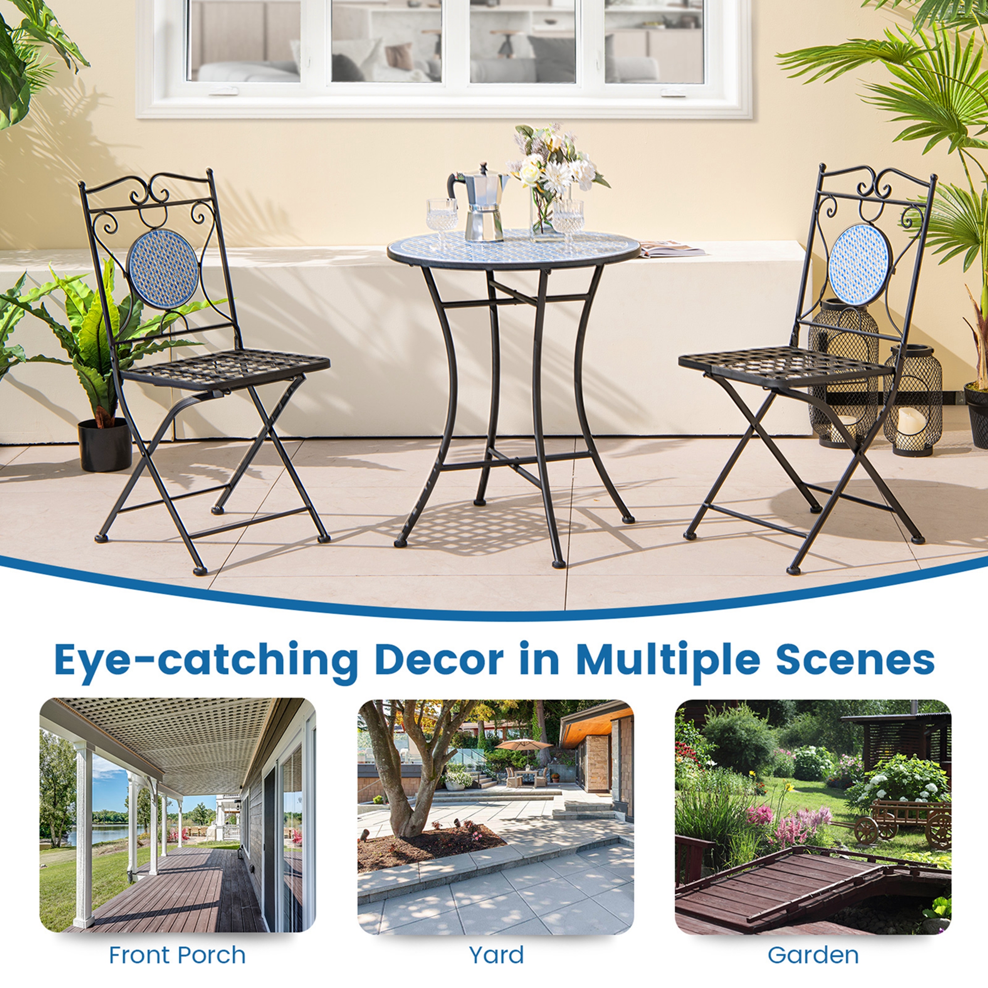 Upgrade Your Outdoor Decor with AJUNION All Weather Bistro Set Table Size Dia24" x H28