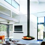 Carbon Steel OEM Suspended Wood Stove 80m2 Hanging Log Burner
