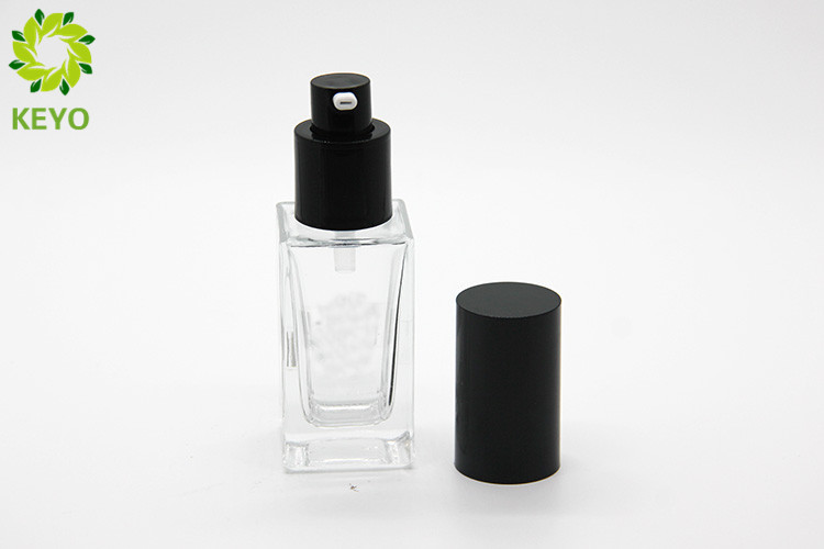Liquid Foundation Pump Bottle 30ml Square Shape Clear Glass Material Made