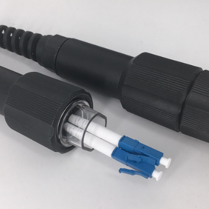 4G Network LC UPC Duplex IP67 Waterproof Fiber Optic Cable with Waterproof Connector