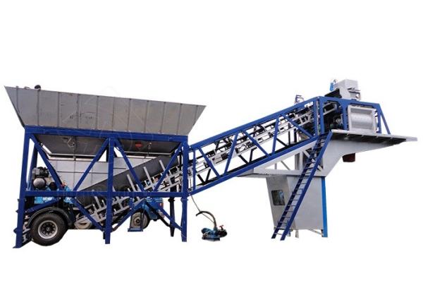 Prestressed Central Mix Mobile Concrete Batch Mix Plant 25m3/H Wit High