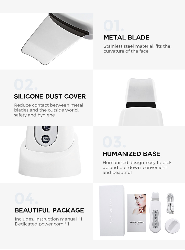 3 Modes Exfoliators Ultrasonic Facial Skin Scrubber ABS Material