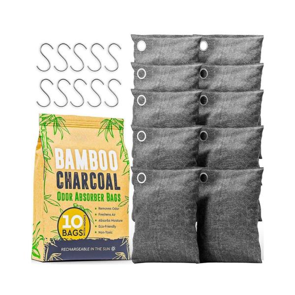 OEM LOGO Activated Bamboo Charcoal Air Purifying Bag Odor Absorber 10x100g with