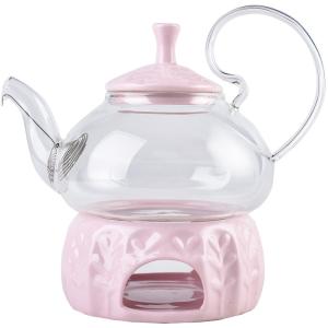 China Contemporary Design Glass Teapot British Tea Set Heater and Gift Box Included factory