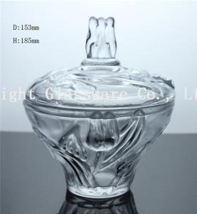 China luxury design glass fruit plate, glass candy container with lid factory