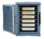 Blue Cold Food Transport Container With Detachable Lid Four Wheel Base /