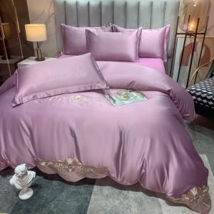 China 125gsm Washed Silk Embroidery 4pcs Bedding Sets King Size European Style Collections factory