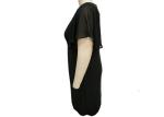 Crew Neck Women'S Casual Dresses Casual Black Maxi Dress Rome Fabric