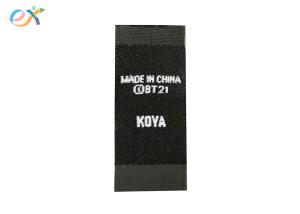 China Black Label White Words Woven Custom Woven Clothing Tags Without Fold factory