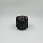 5pcs Glass Bathroom Accessories Set Black With Round Shape Ribbed Vertical