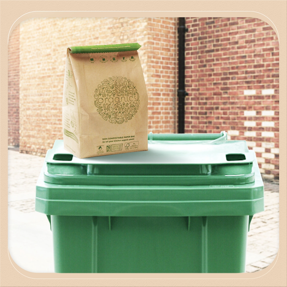 Gravure Printing Brown Kraft Paper Bag for Kitchen Garbage Packaging in Industrial