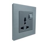 Three Holes 250V 13A Power Socket Glass / Aluminum Material Panel